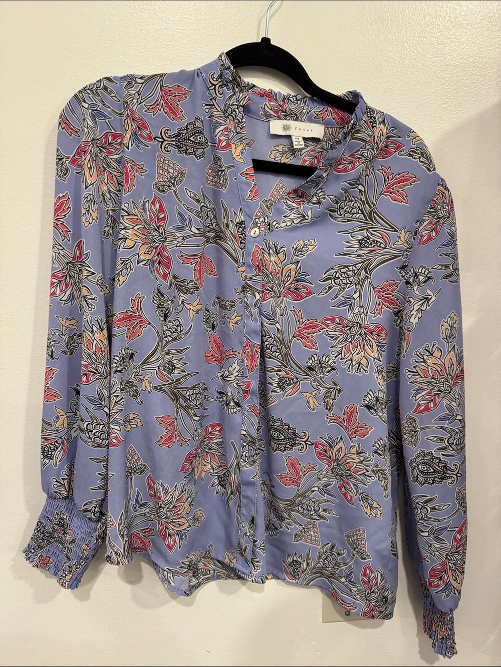Fever Lavender Floral Button-Up Blouse